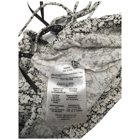 New Volcom Floral Bae Bae Doll Tube Top Halter Cropped Faux Button Black White S - Picture 10 of 15